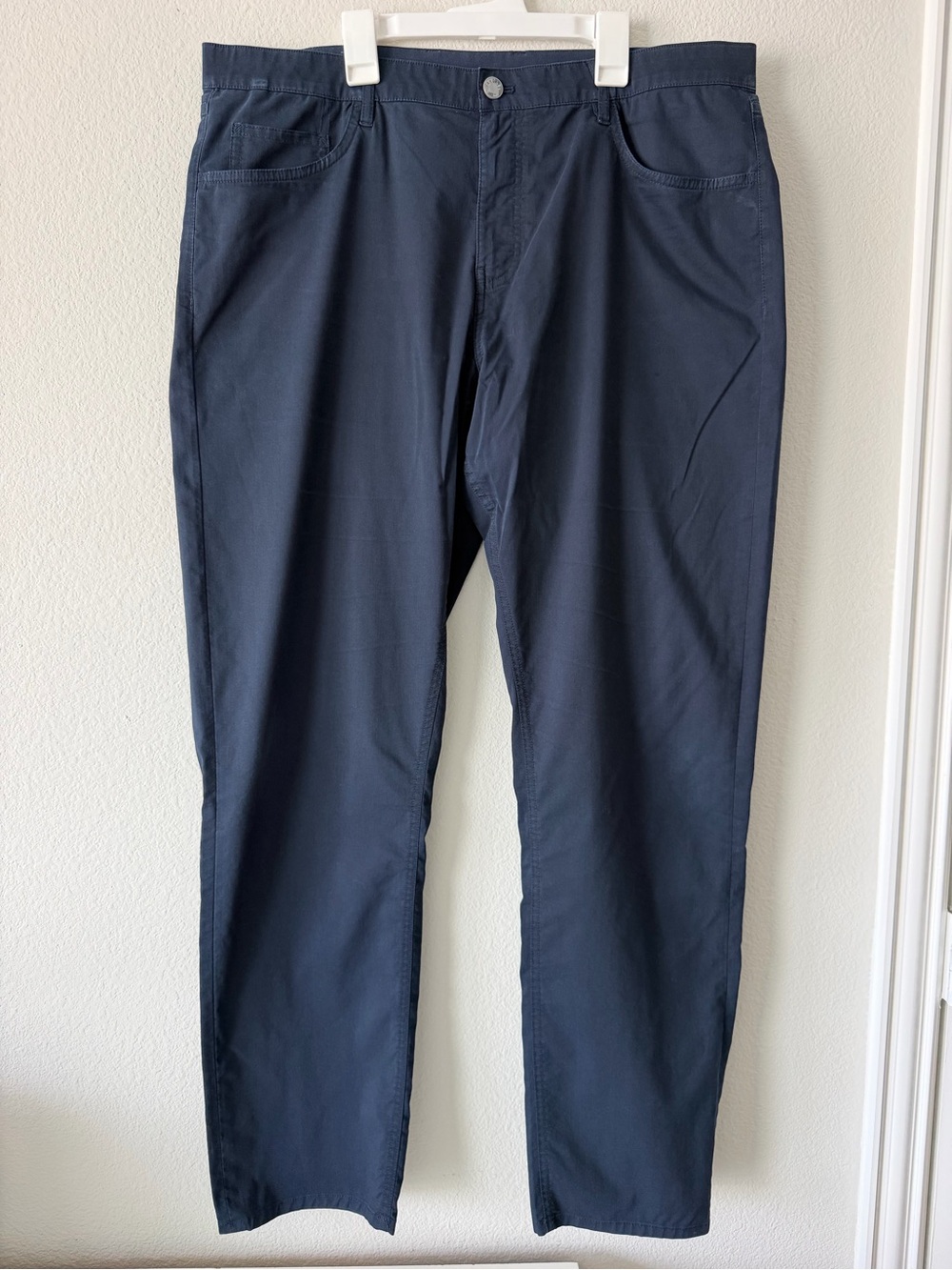 Faherty Reserve Movement Pants 36x32 Navy Cotton 5-Pocket Chino Pants Coolmax